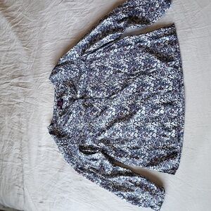 Liberty Art Fabrics long sleeve blouse, cotton, size M, navy floral